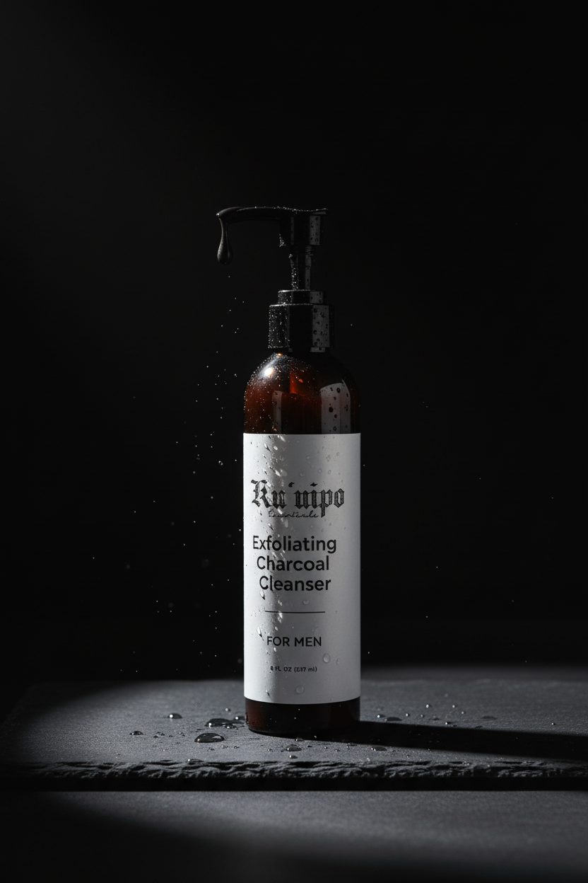 Men's Charcoal Cleanser - Editorial Black Background